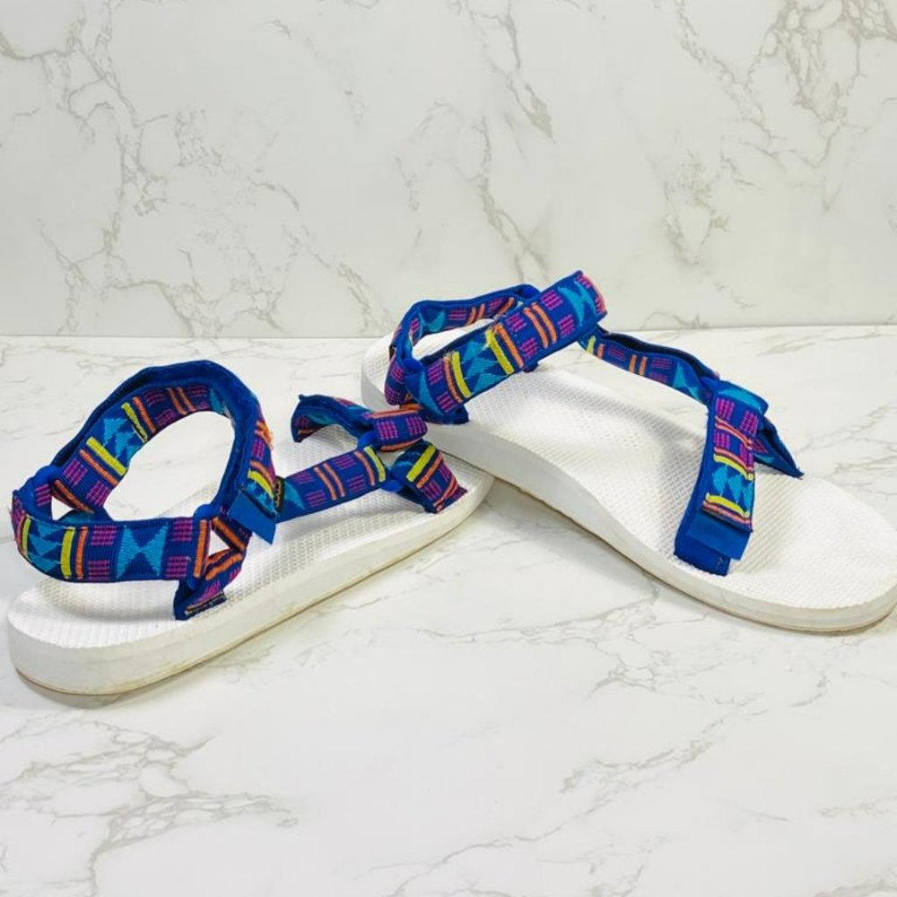 TEVA Original Men Strap Sandals White Blue Multicolor Size 12